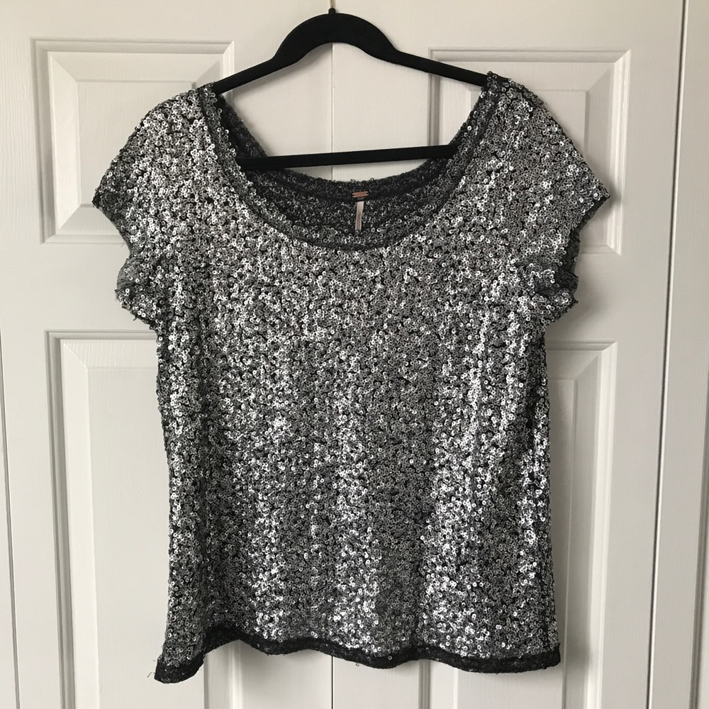 Free People Sequin Crop Top